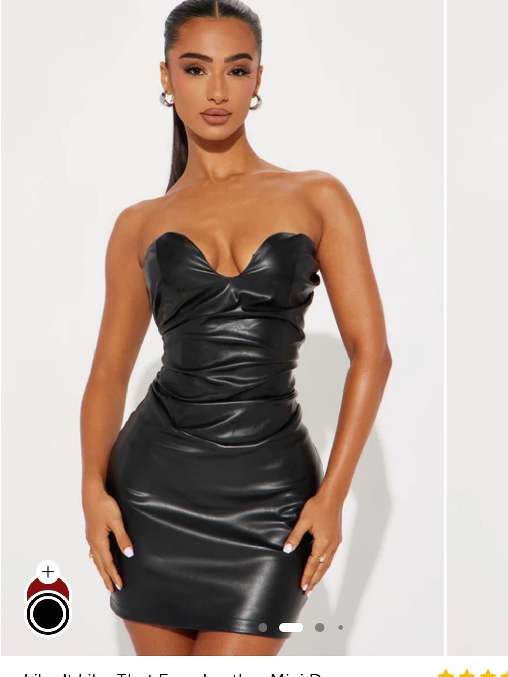 Fashion Nova Like It Like That Strapless Faux Leather Mini Dress - Black